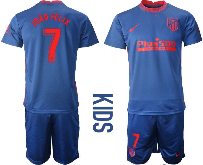 Youth 2020-2021 club Atletico Madrid away #7 blue Soccer Jerseys